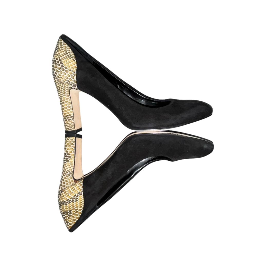 Vaneli Black Snake and Suede Pumps Size 8N